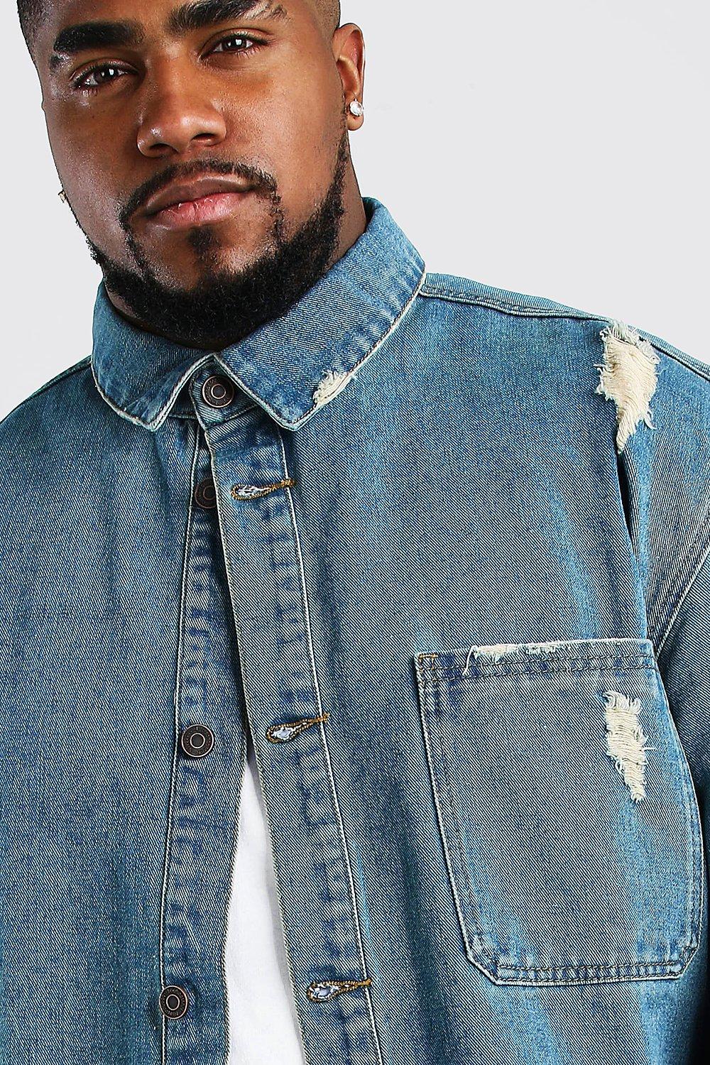 Mens longline denim shirt best sale